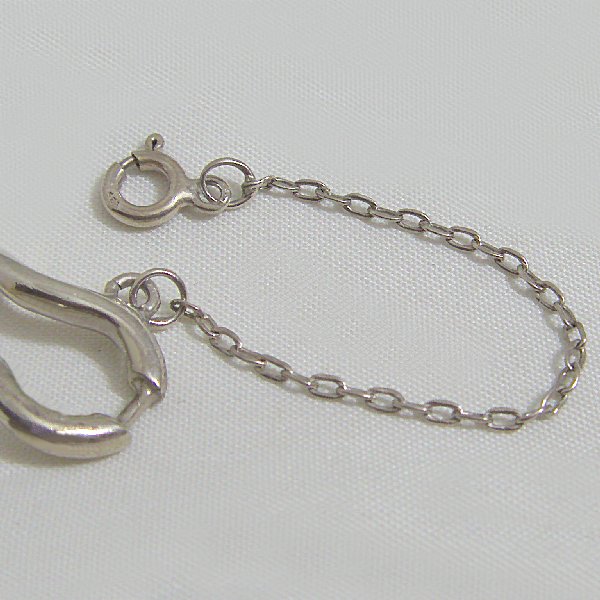 (b1222)Pulsera de plata con eslabones y cadena de seguridad.